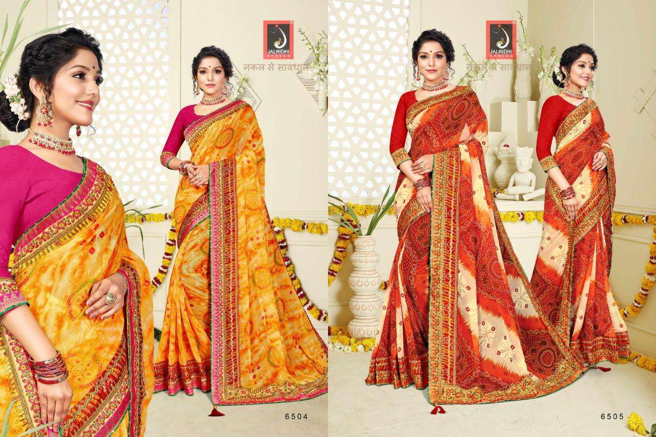 Jalnidhi Sankalp Series 6501-6508 Georgette Bandhani Sarees