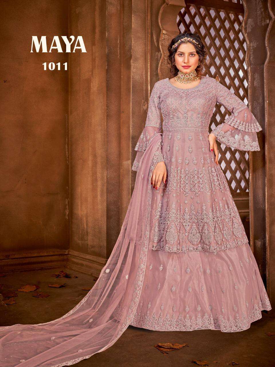 Avighya Maya Series 1008-1011 Net Heavy Embroidery Long Suits