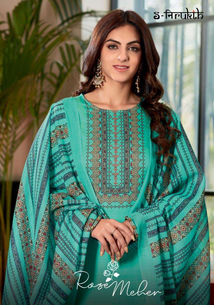 S Nirukht Rose Meher Cotton Satin Printed Salwar Kameez