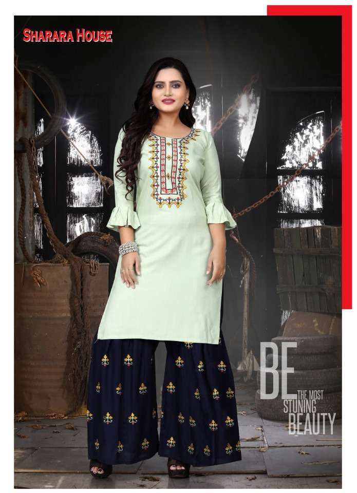 Aagya Sharara House Series 001-008 Rayon Kurti With Sharara