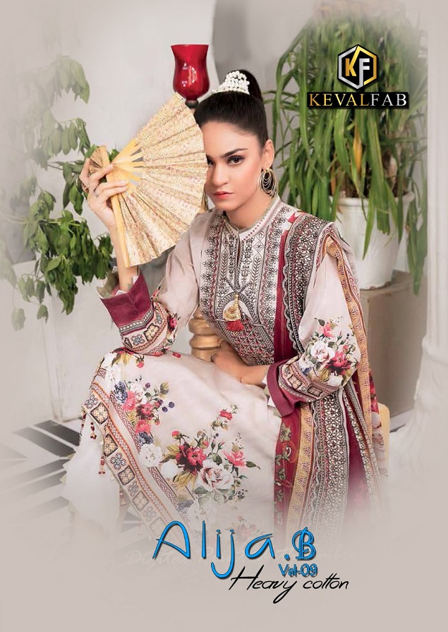 Keval Fab Alija B Vol-9 Series 9001-9006 Heavy Karachi Cotton Suit