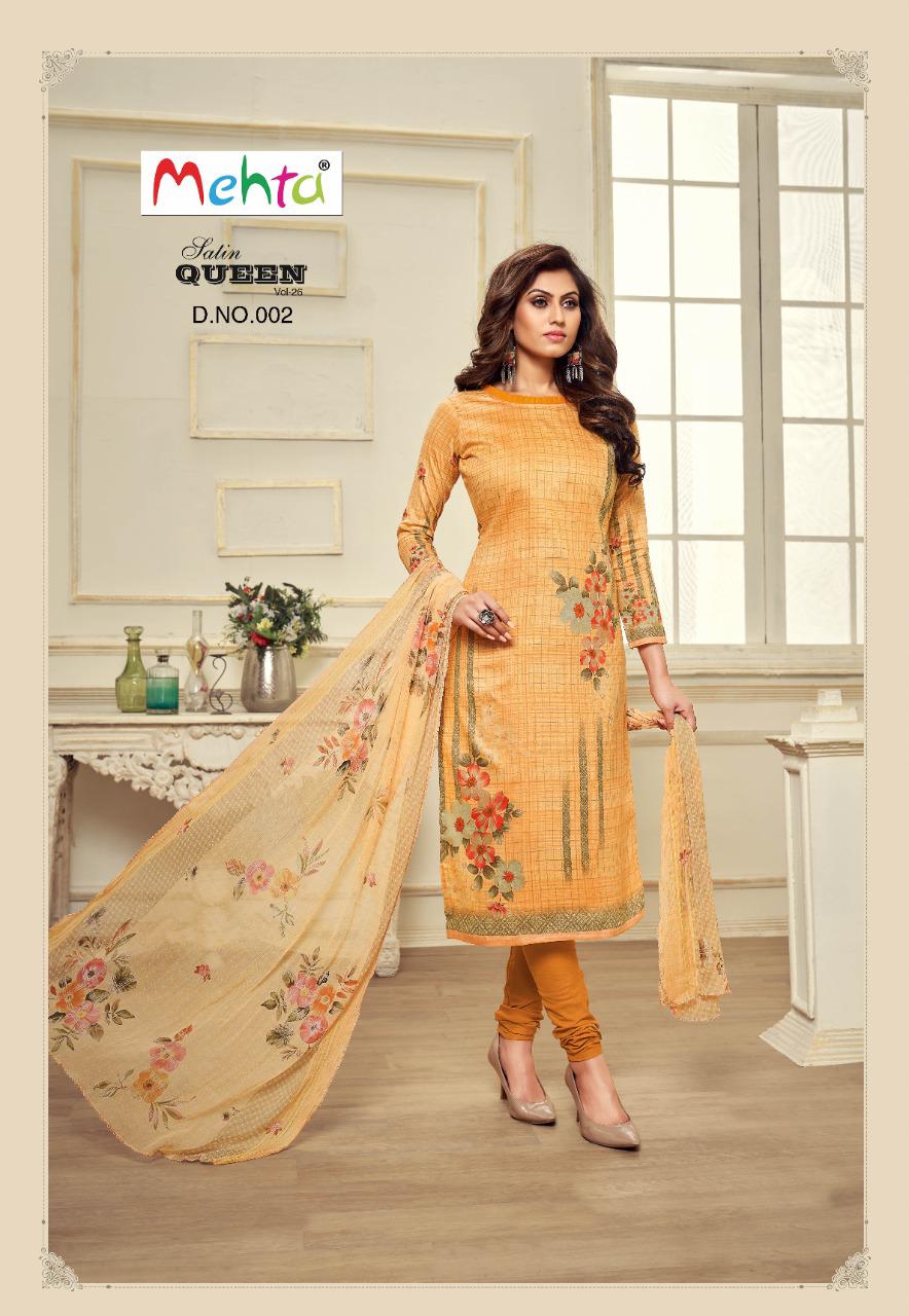 Mehta Satin Queen Vol-26 Series 001-010 Satin Cotton Suit