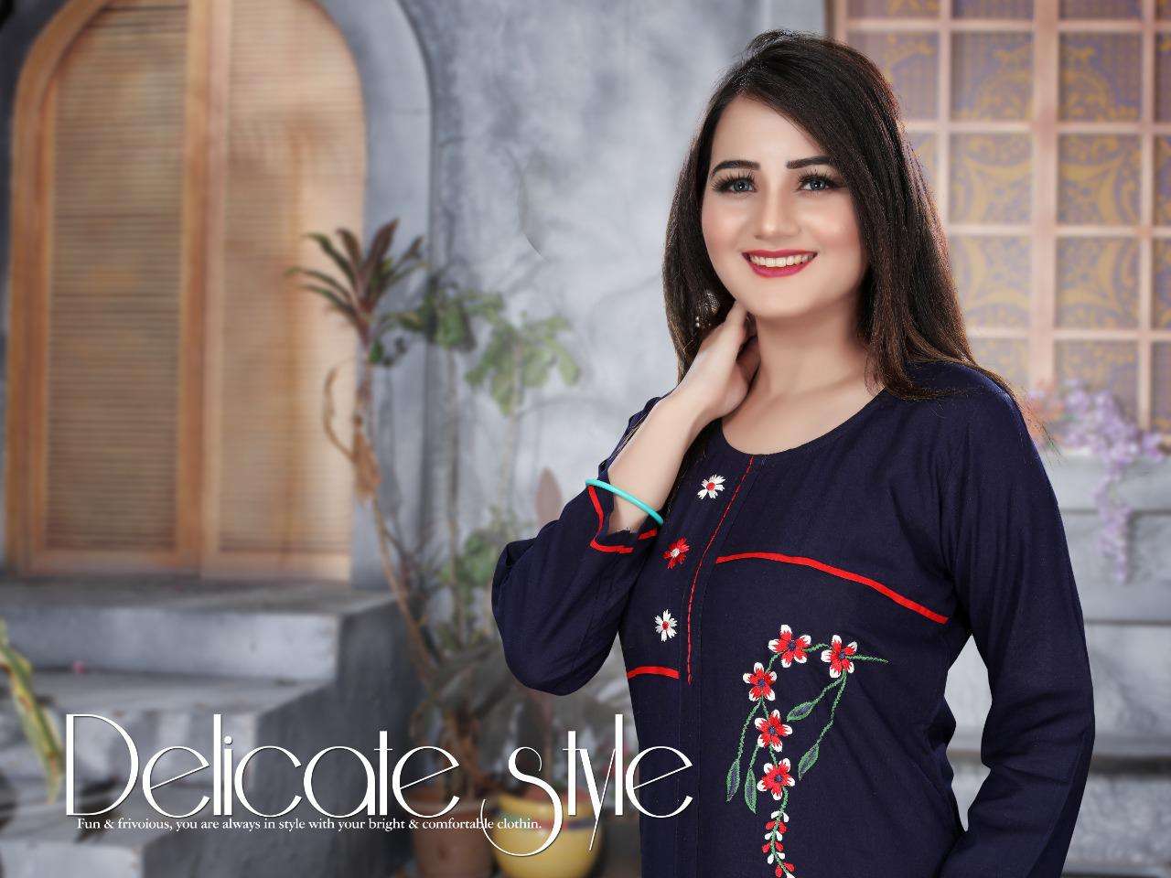 Aagya Apsara Series 001-008 Heavy Rayon With Work Kurti