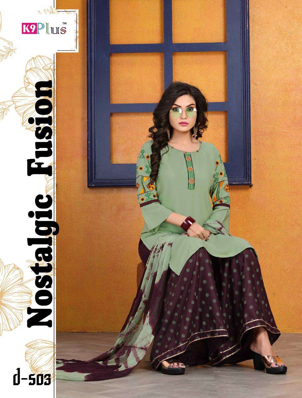 K9plus Akansha Series 501-508 Heavy Rayon Readymade Suit With Sharara