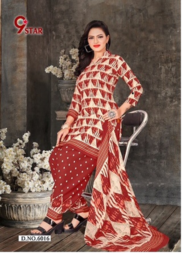 9 Star Series 6001-6016 Synthetic Printed Salwar Kameez