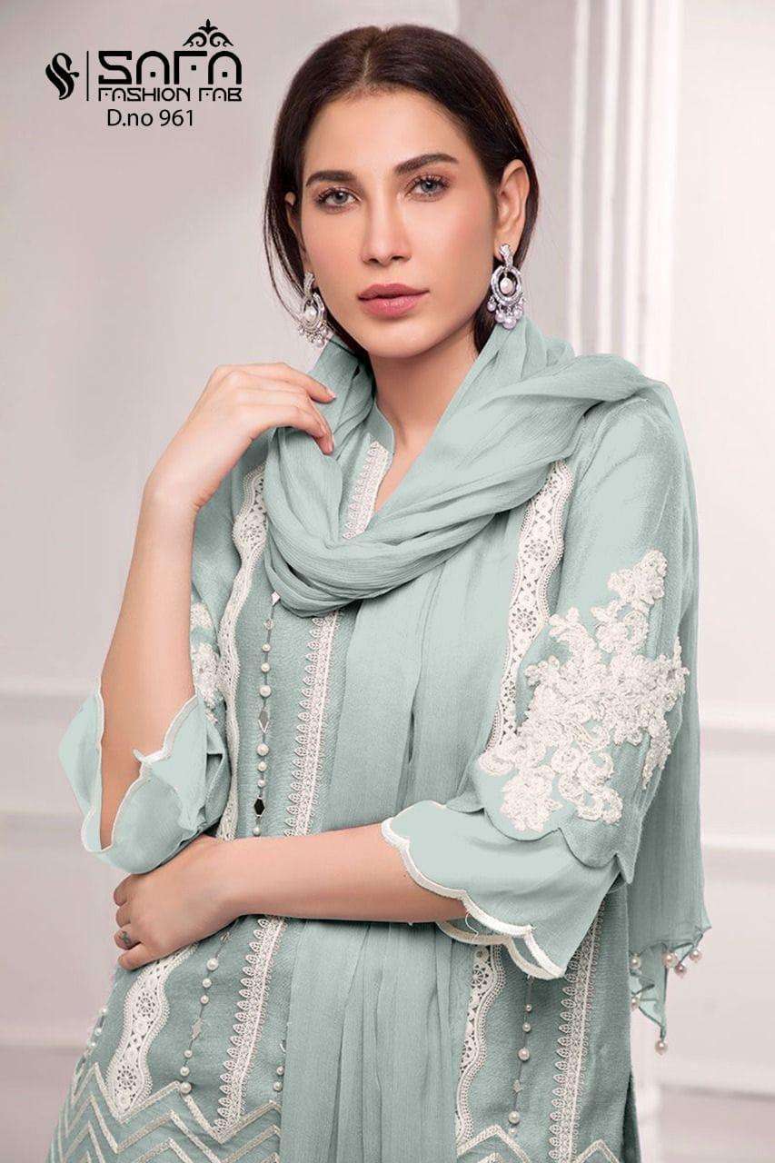 Safa 961 Designer Pakistani Tunic With Pant And Dupatta Set