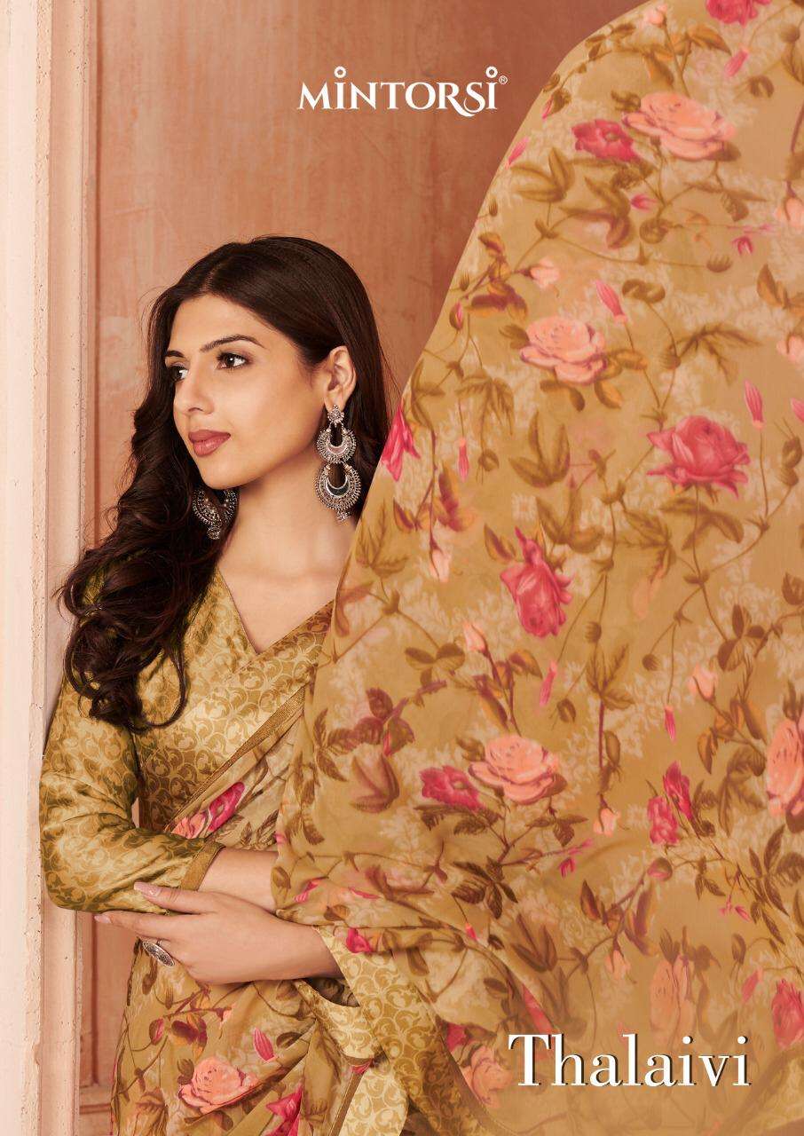 Thalaivi By Mintorsi Weightless Printed Saree With Satin Lace