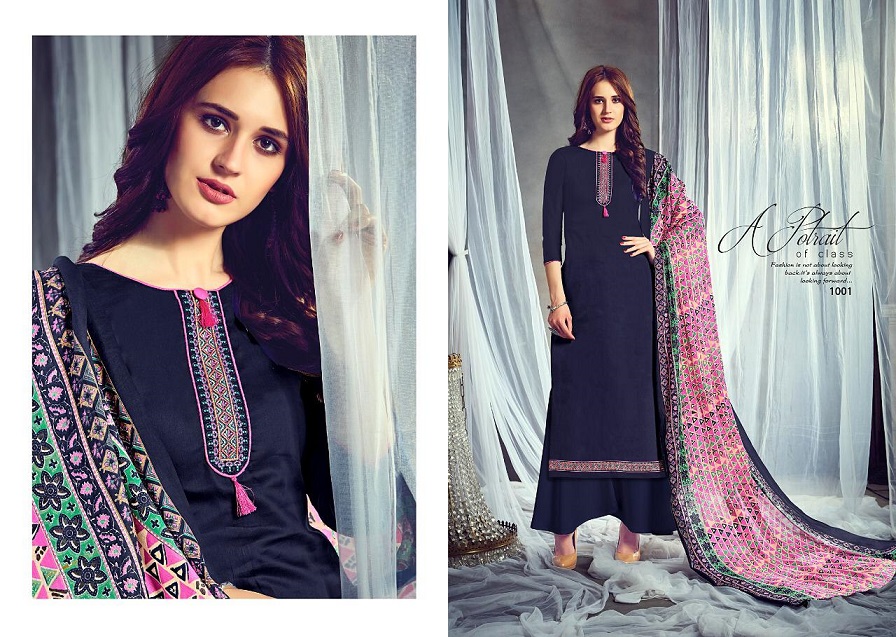 Smf Azayra Series 1001-1010 Jam Satin With Embroidery Work Suit