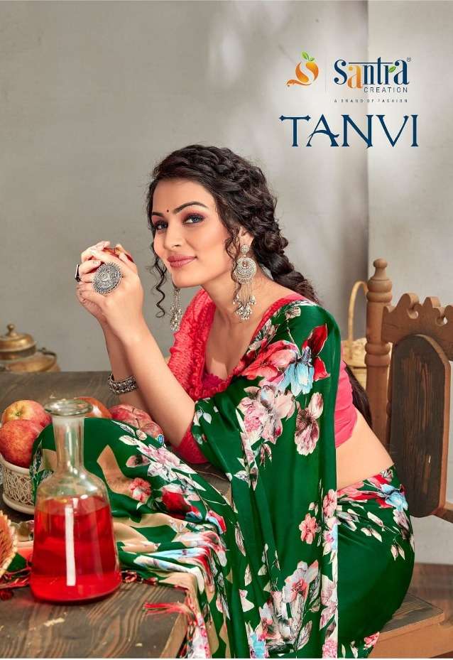 Santra Creation Tanvi Series 14001-14012 Satin Georgette Printed Saree