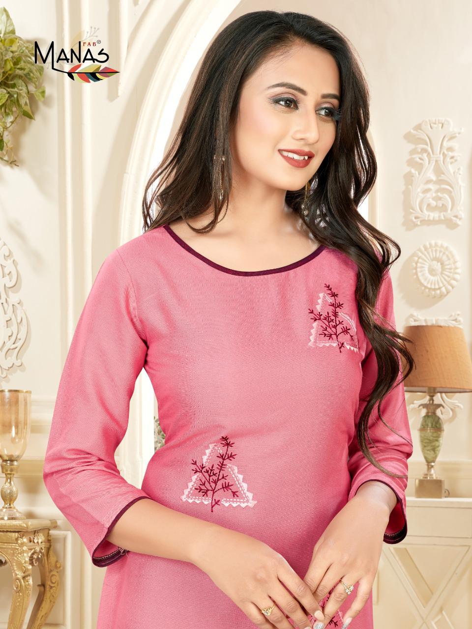 Manas Fab Priyal 7 Two Tone Slub Rayon Kurti