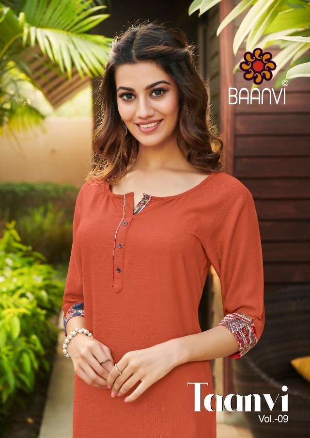 Baanvi Tanvi Vol-9 Series 9001-9008 Rayon Slub Formal Kurtis