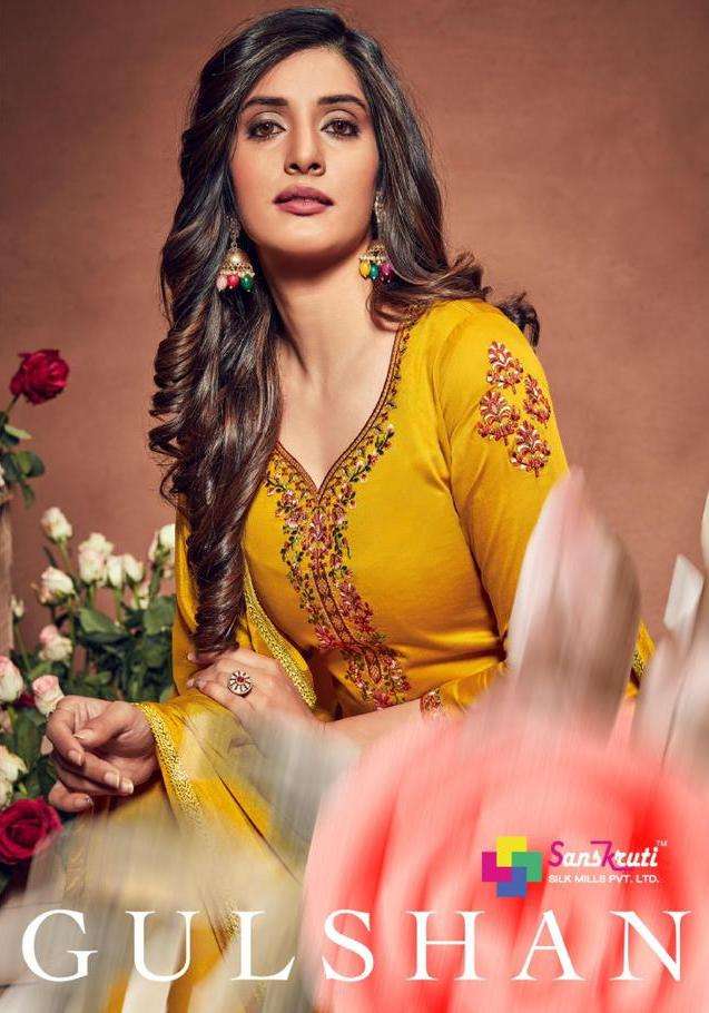 Sanskruti Gulshan Series 7501-7508 Jam Silk Embroidery Suit