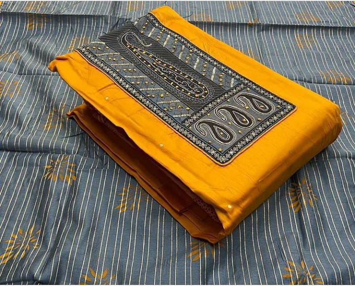 Bt-15 Designer Slub Cotton Khatli Work With Mirror Work Non Catalogue Suit
