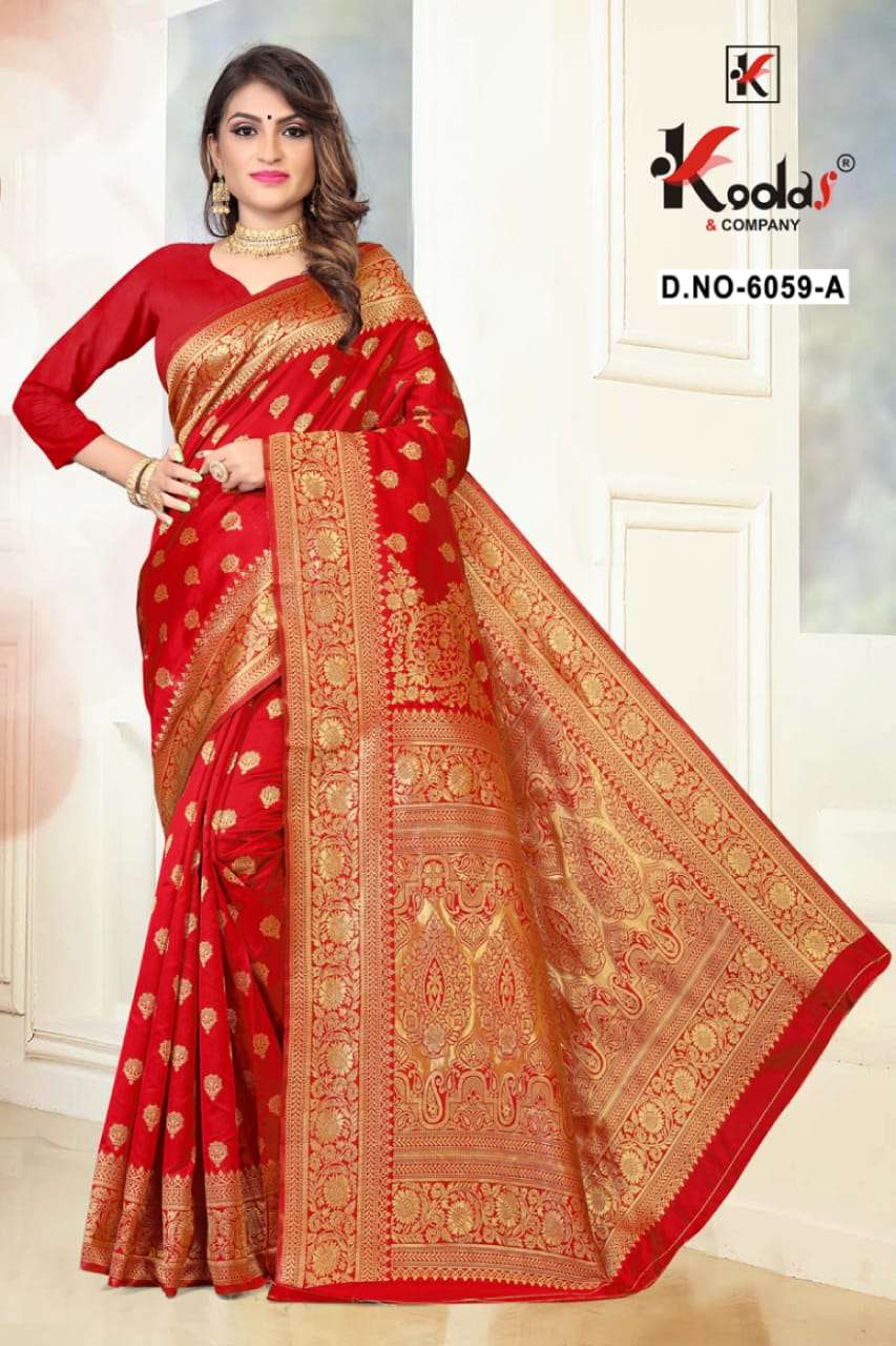Skoda 6059 By Kodas 6059-a To 6059-f Series Silk Sarees At Wholesale Price