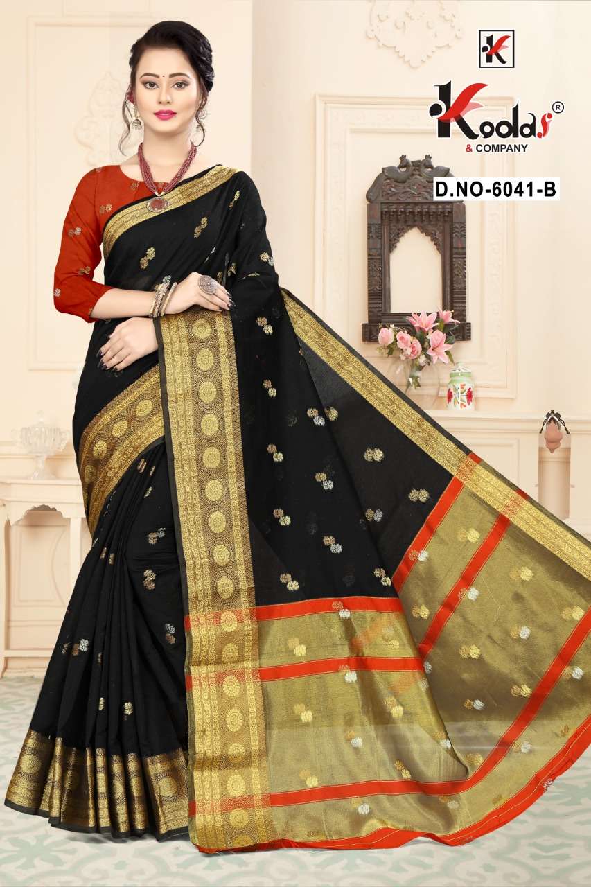 Zeenat 6041 By Kodas 6041-a To 6041-f Series Cotton Silk Sarees At Wholesale Price
