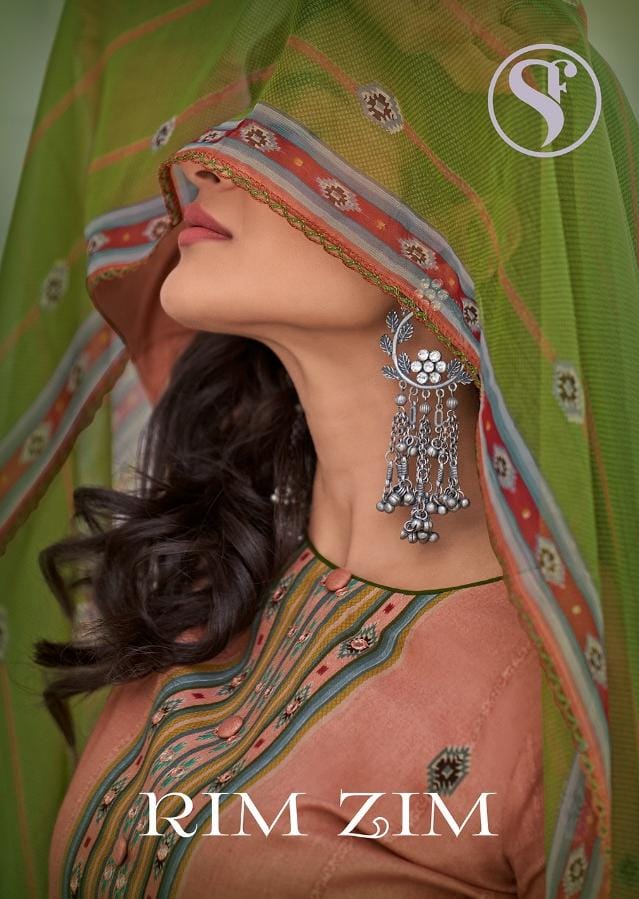 Sweety Fashion Rim Zim Cotton Satin With Mirror Work Suit