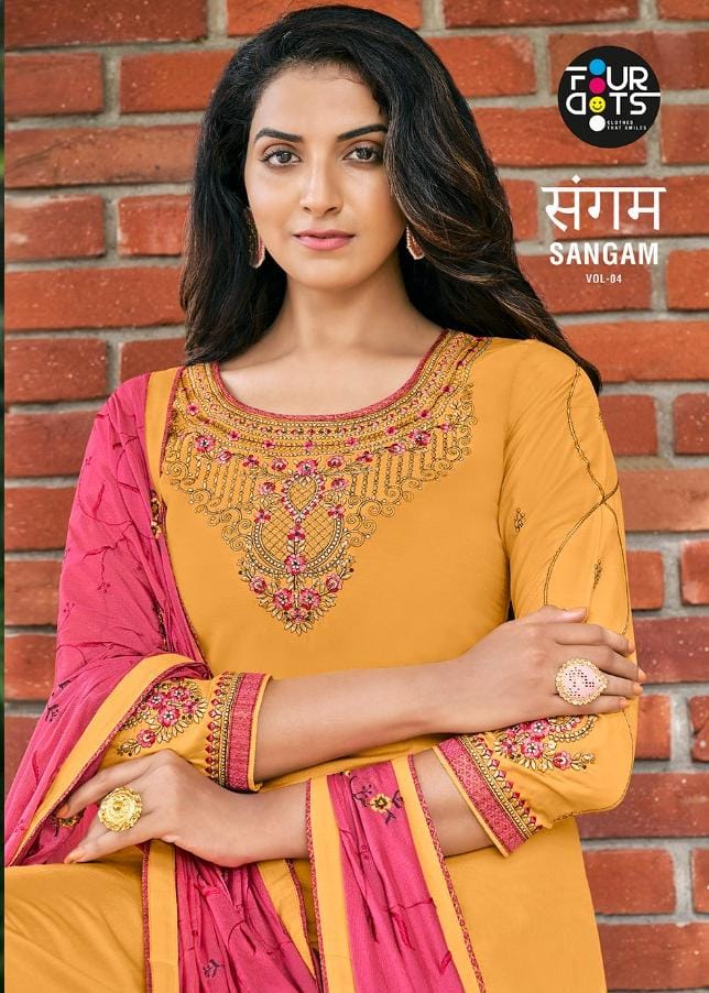 Fourdots Sangam Vol-4 Series 0371-0374 Parampara Silk Embroidery Suit