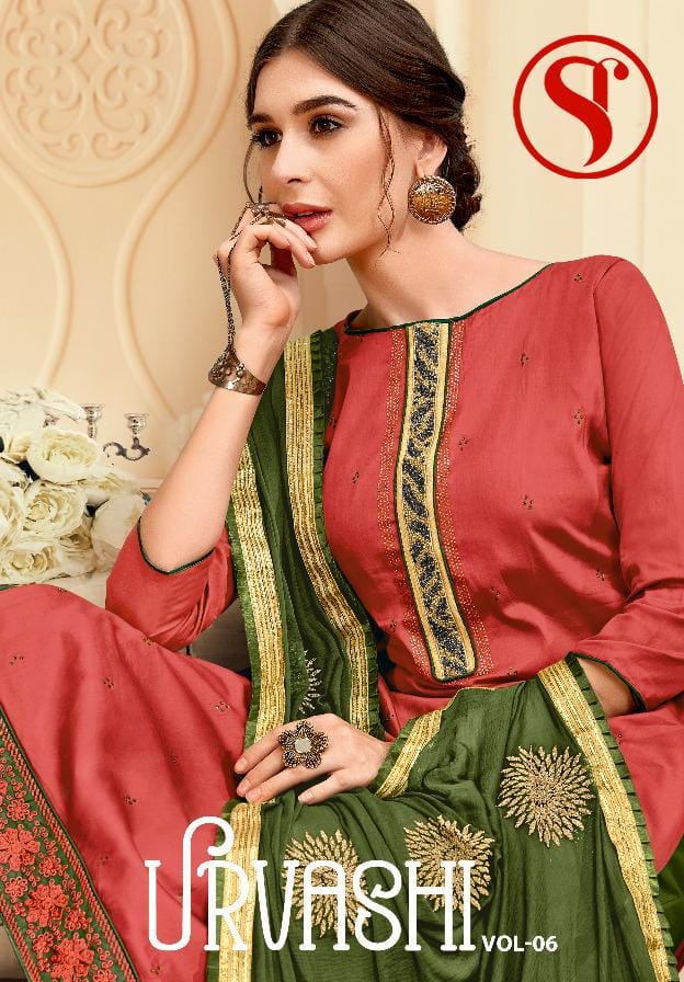 Sweety Fashion Urvashi Vol-6 Series 6001-6007 Jam Satin Heavy Suit