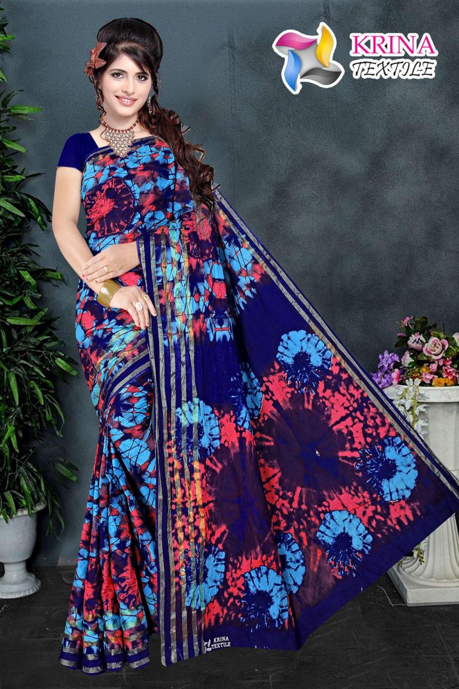 Krina Textile Sibori Printed Low Range Cotton Saree At Wholesale Price