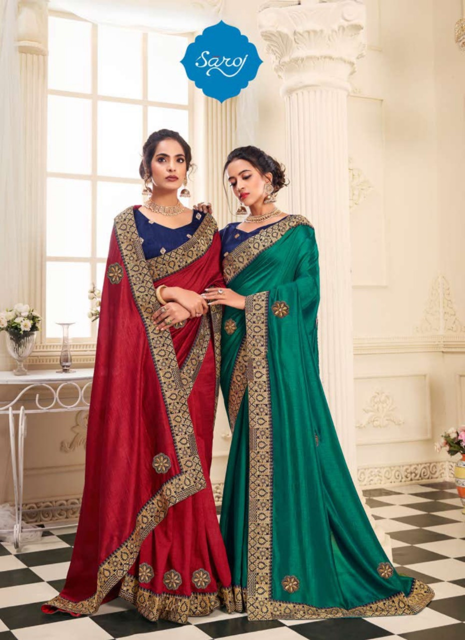 Saroj Suman Sandhya Soft Vichitra Dyed Silk With Patch Work Saree