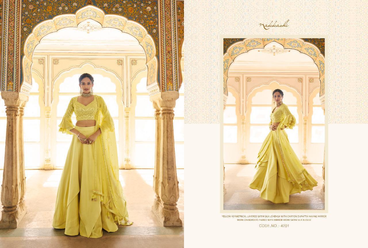 Nakkashi Eira Designer Satin Silk Lehenga