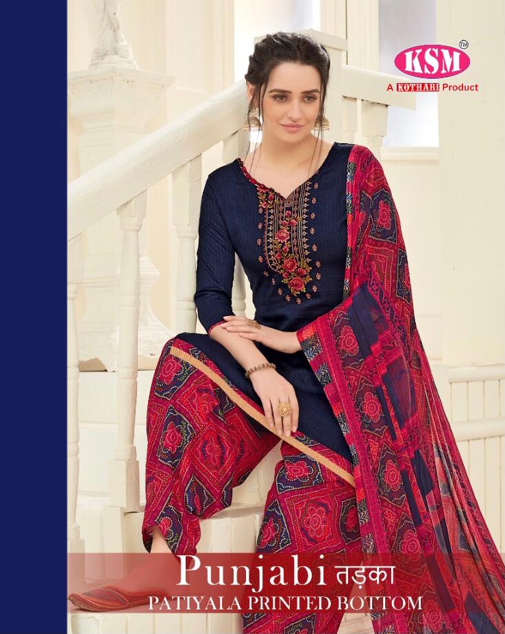 Kothari Punjabi Tadka Series 8541-8548 Cotton Glaze Satin Print Suit