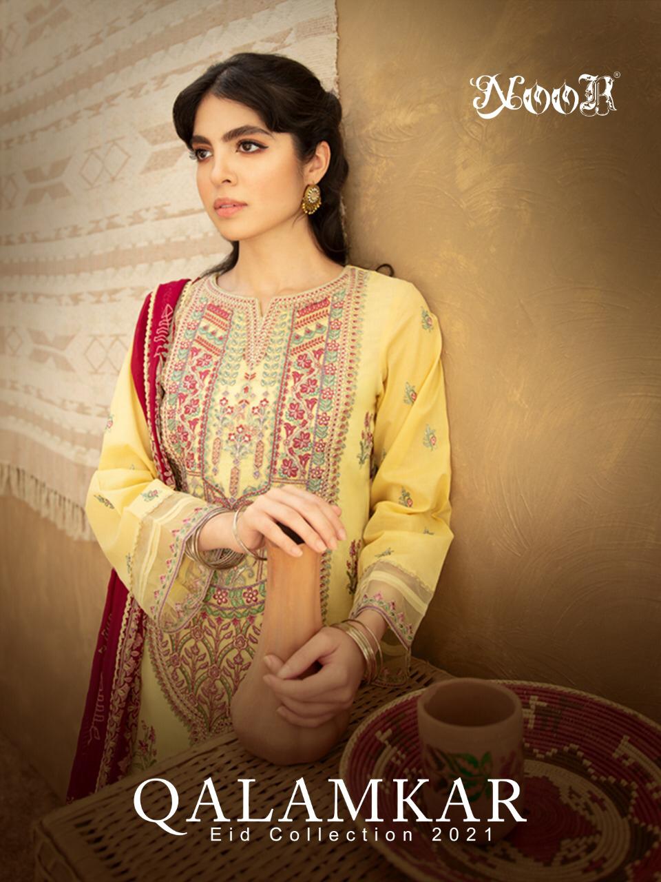 Noor Qalamkar Eid Collection Pure Cotton With Exclusive Self Embroidery Suit