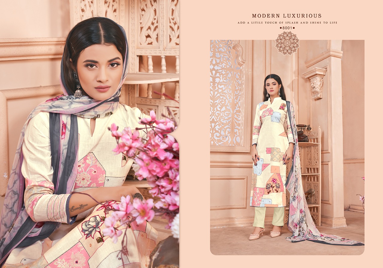 Femayraa Fashion Series 8001-8008 Cotton Digital Print Suit