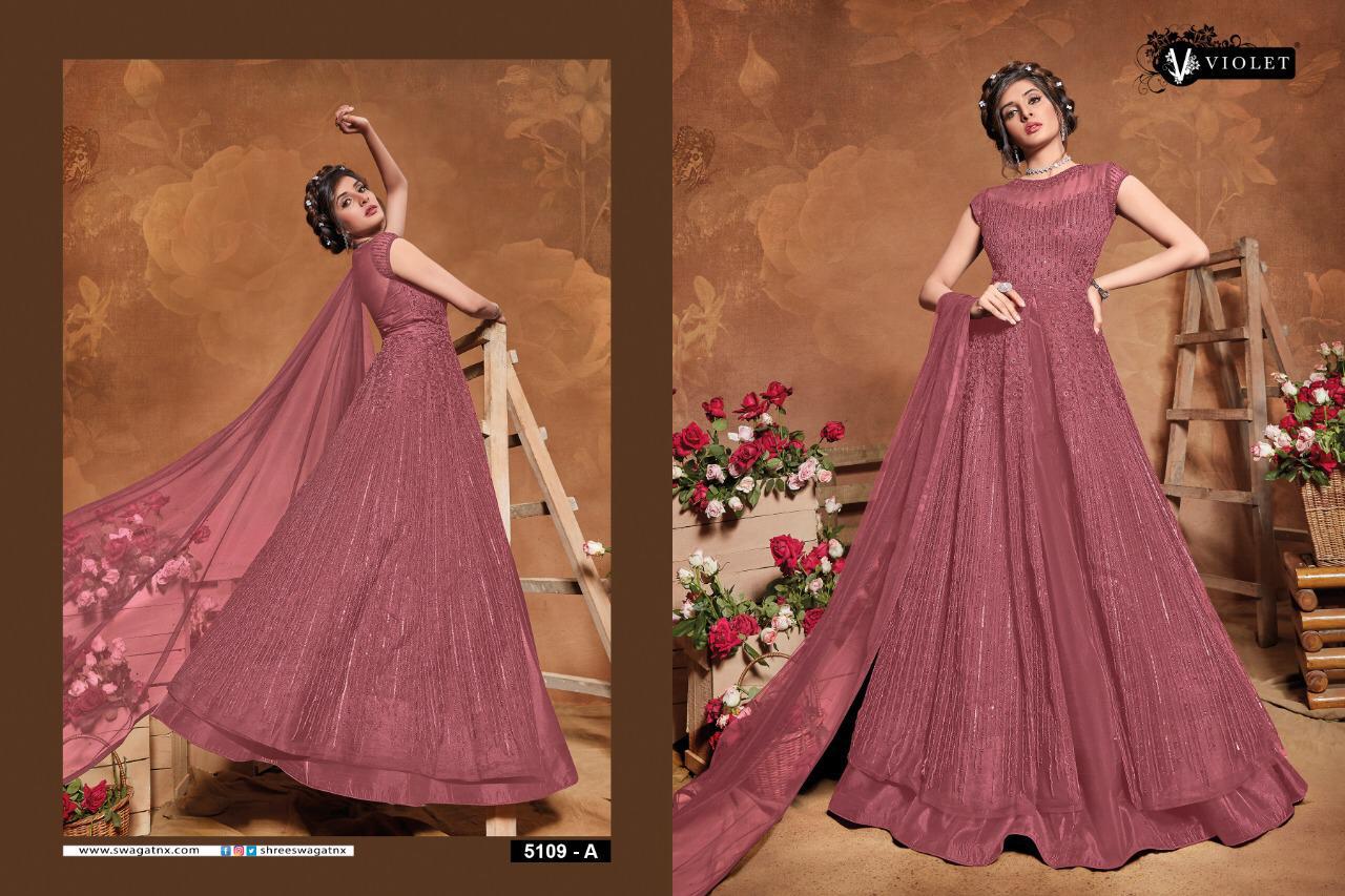 Violet Swagat Designer Butterfly Net Suit