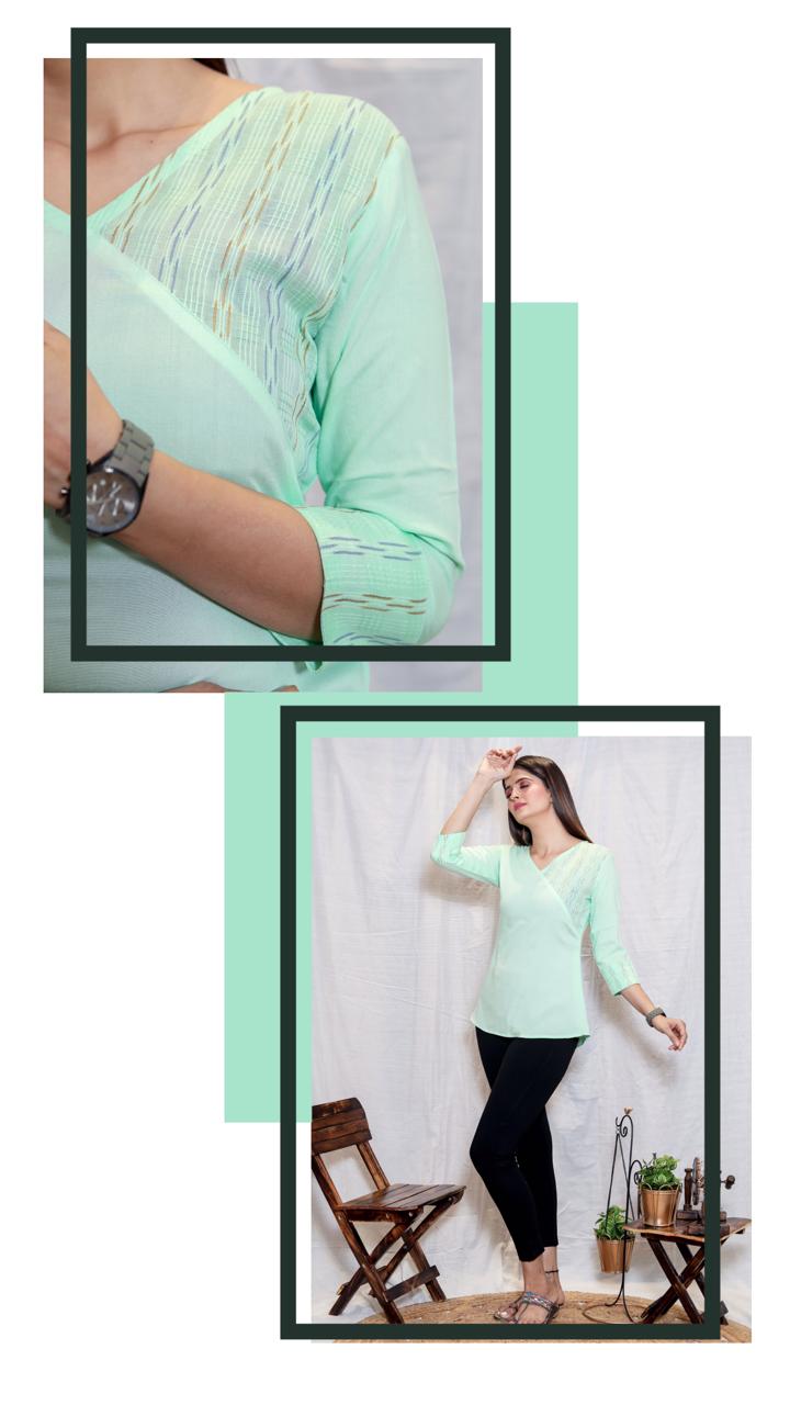 Sanado Tunic Love And Joy Rayon And Jaipur Printed Cotton Top