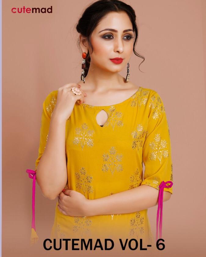 Cutemad Vol-6 Series 6001-6008 Malai Crape Kurti With Plazzo