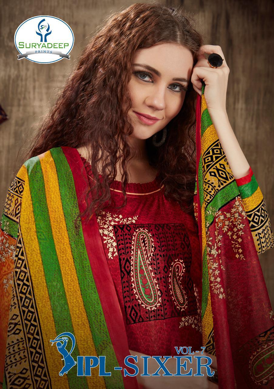 Suryadeep Ipl-sixer Vol-7 Series 7001-7010 Pure Cotton Suit