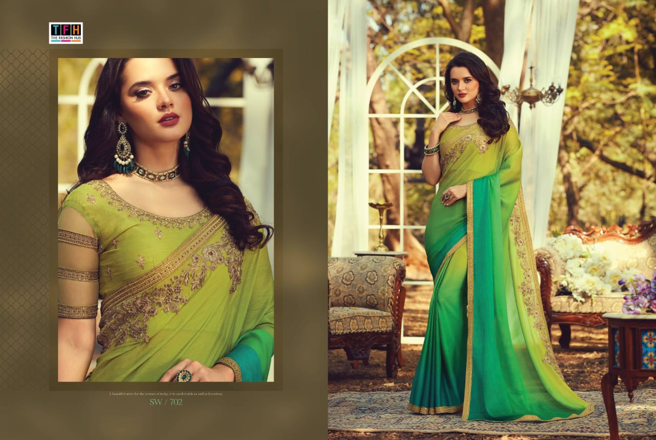 Tfh Sandalwood 7th Edition Designer Burberry Silk Saree