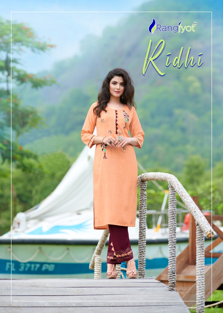 Rangjyot Riddhi Vol-1 Series 1001-1008 Rayon Lurex Kurti With Pant
