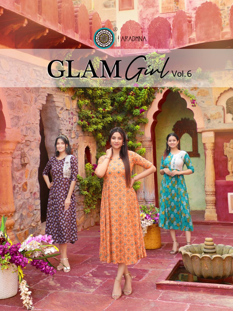 Aradhna Glam Girl Vol-6 Heavy Rayon With Work Kurti