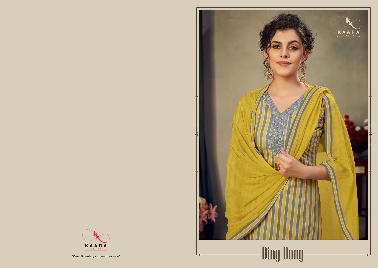 Kaara Suits Ding Dong Series 1001-1004 Jam Satin Print Embroidery Suit