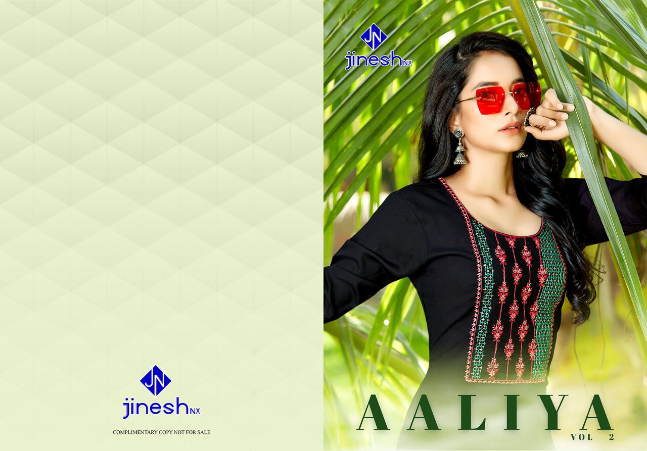 Jinesh Nx Aaliya Vol-2 Series 1001-1008 14kg Rayon With Handwork Kurti