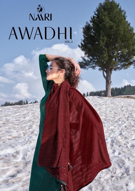Naari Awadhi Vol-2 Series 1301-1306 Pure Jam Silk Khatli Hand Work Suit
