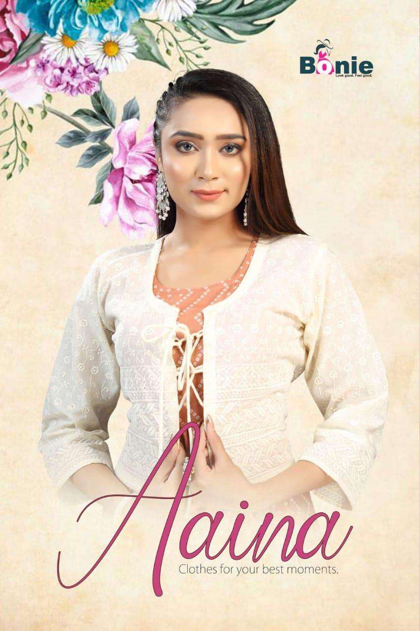 Aaina By Bonie Heavy Rayon Kurti With Jacket Catalog