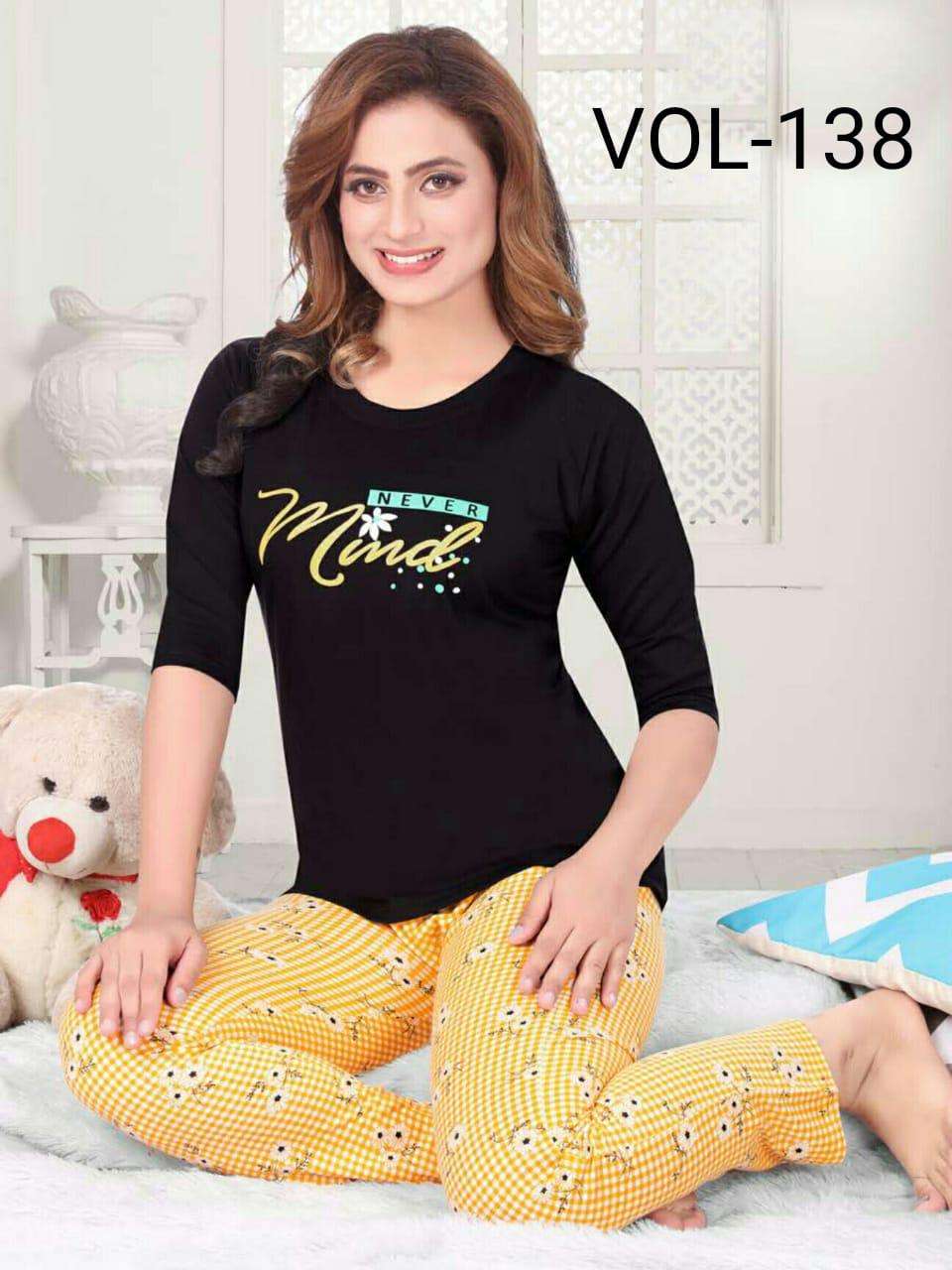 Fashion Talk Enamor Sinker Ns Pocket Long Sleeve Vol-138 Hosiery Night Suit