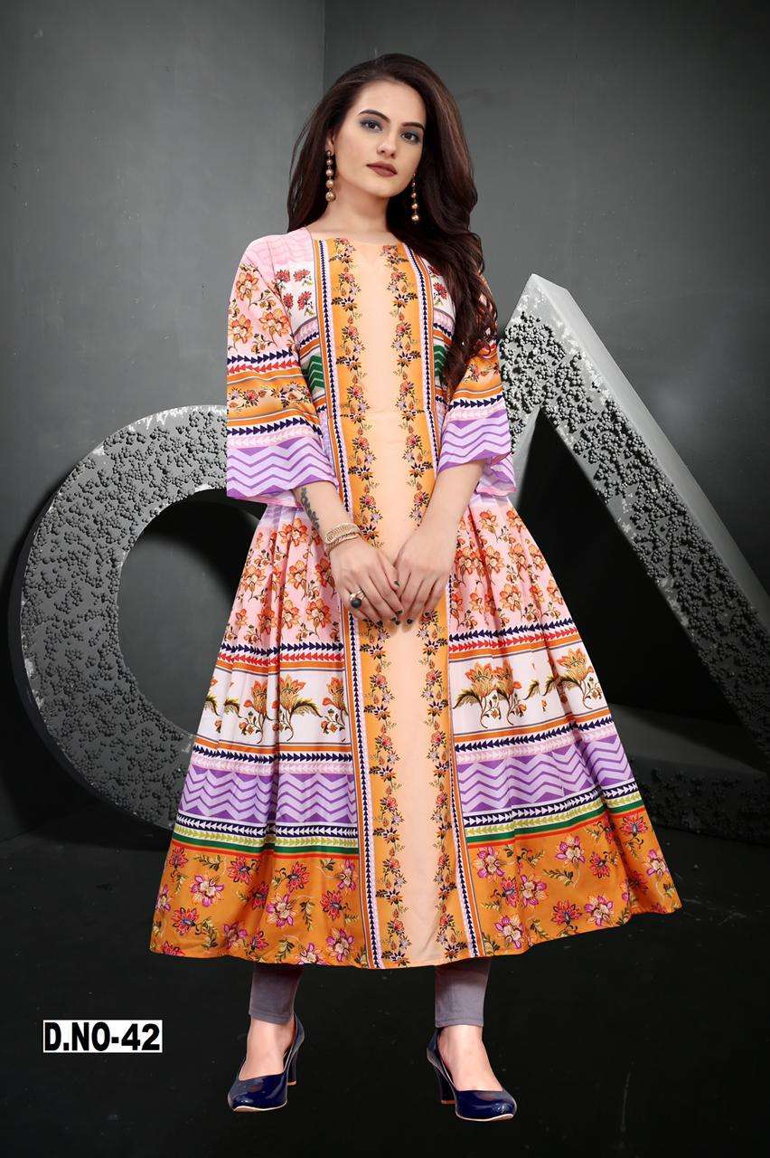 Peafowl Vol-73 Series 34-44 Maslin Silk Casual Wear Ladies Kurtis