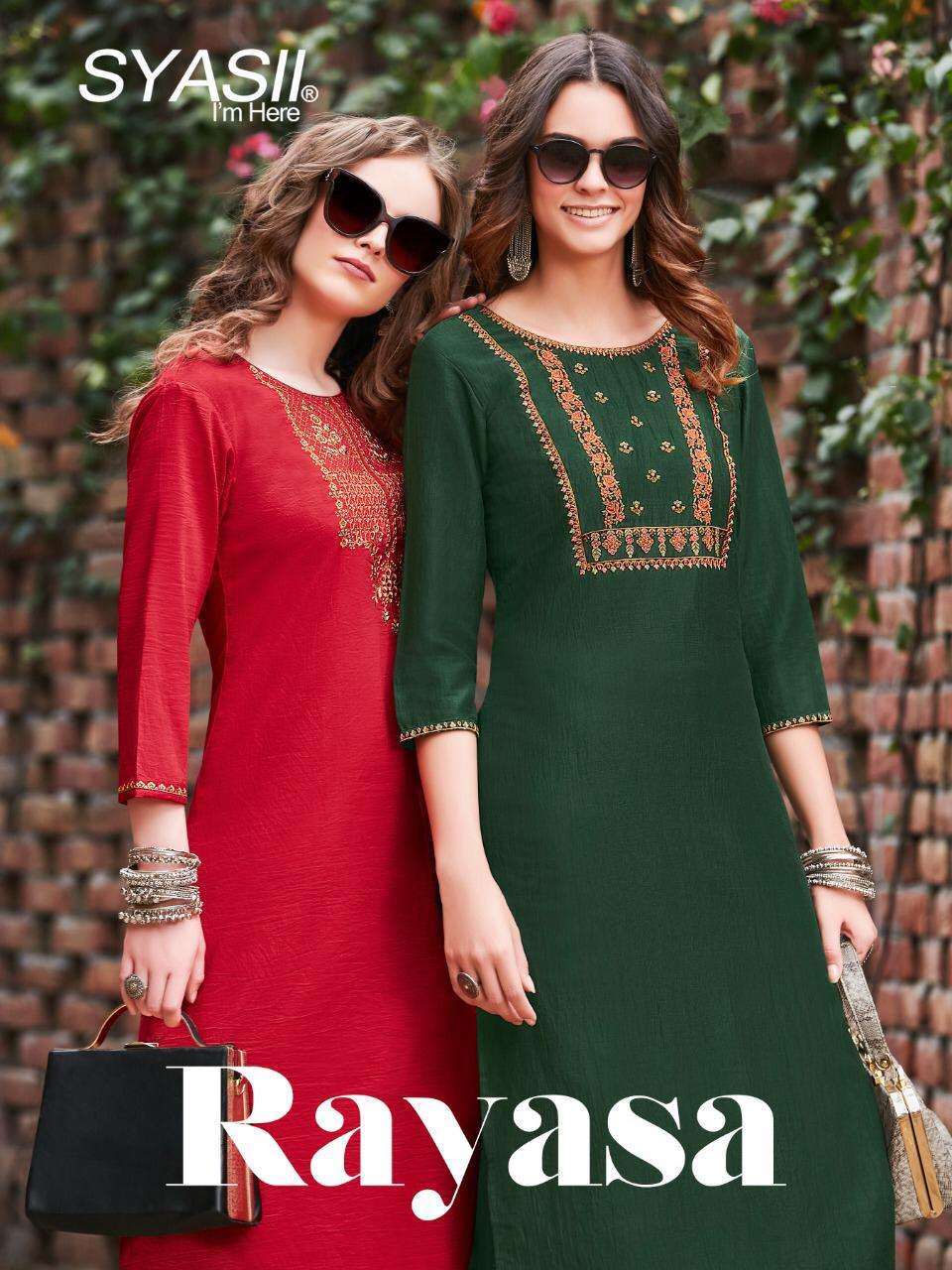 Syasii Rayasa Series 1001-1008 Pure Chinon Kurti With Pant