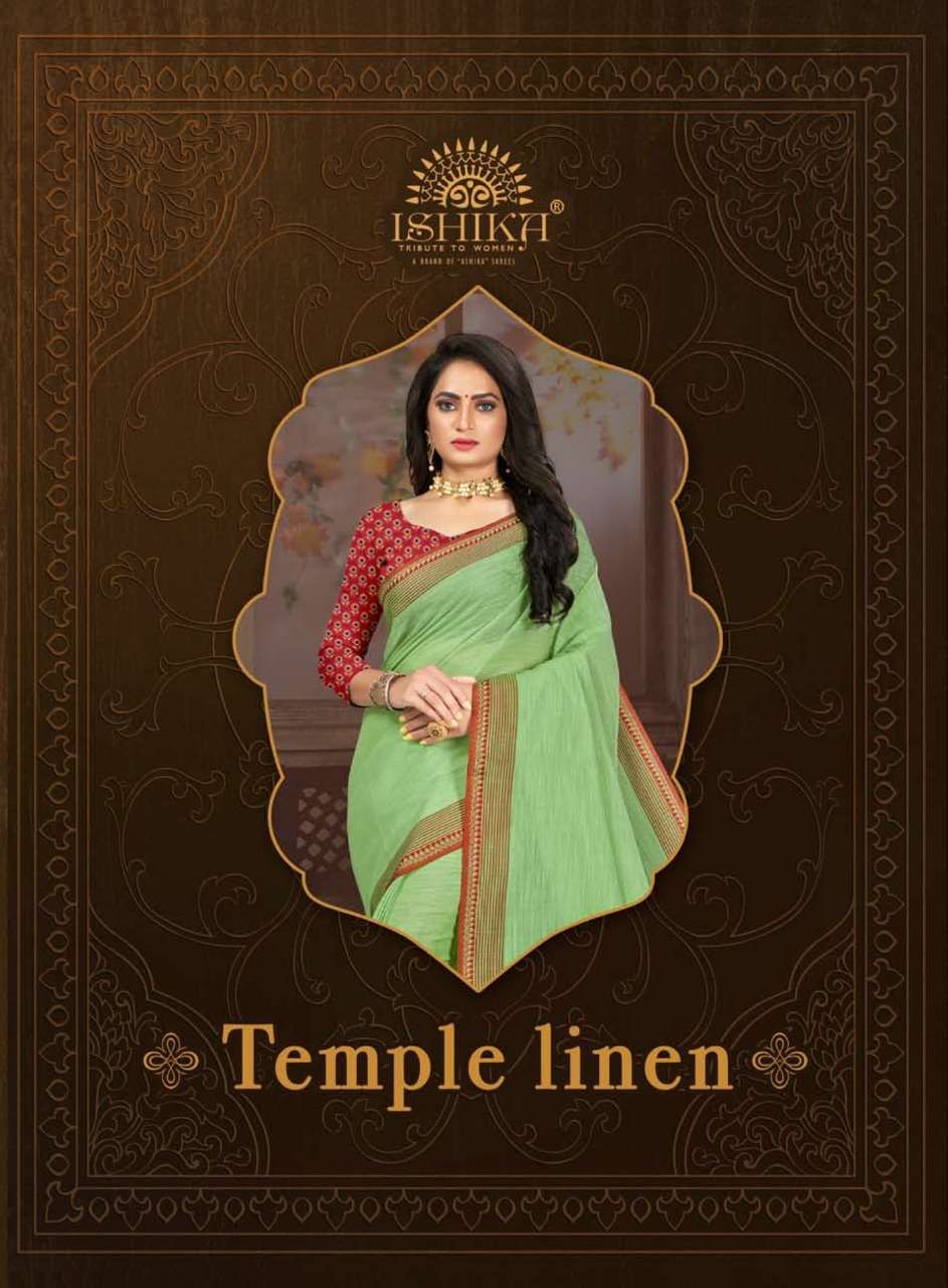 Temple Linen By Ishika Linen Designer Fancy Sarees