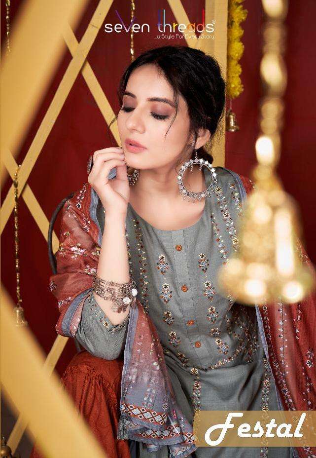 Seven Threads Festal Readymade Designer Fancy Suits