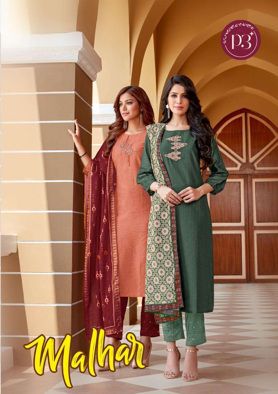P3+ Present Malhar Readymade Viscose Silk Designer Suits