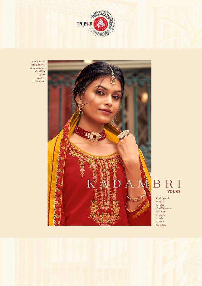 Triple Aaa Kadambari Vol-8 Series 691-696 Jam Silk Lehega Suit