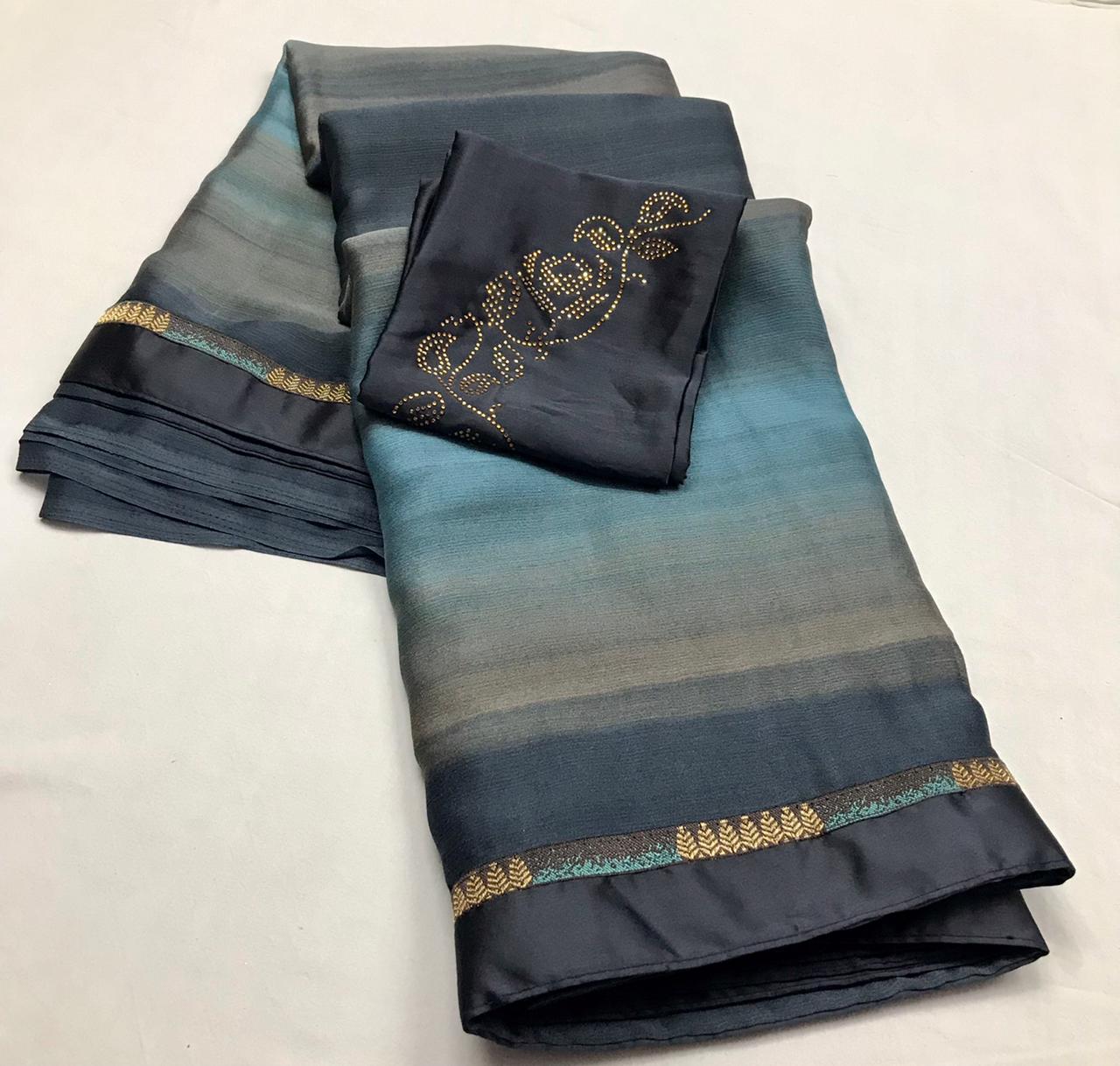 Hunar Designer Moss Chiffon Saree