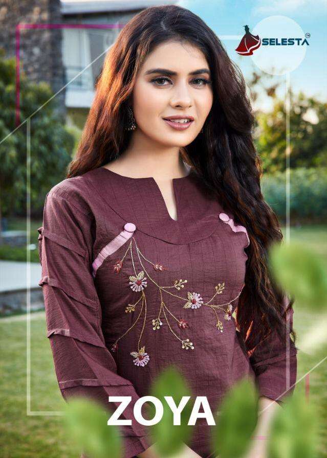 Selesta Zoya Series 1001-1005 Chinon Mask Kurti Plazzo Set