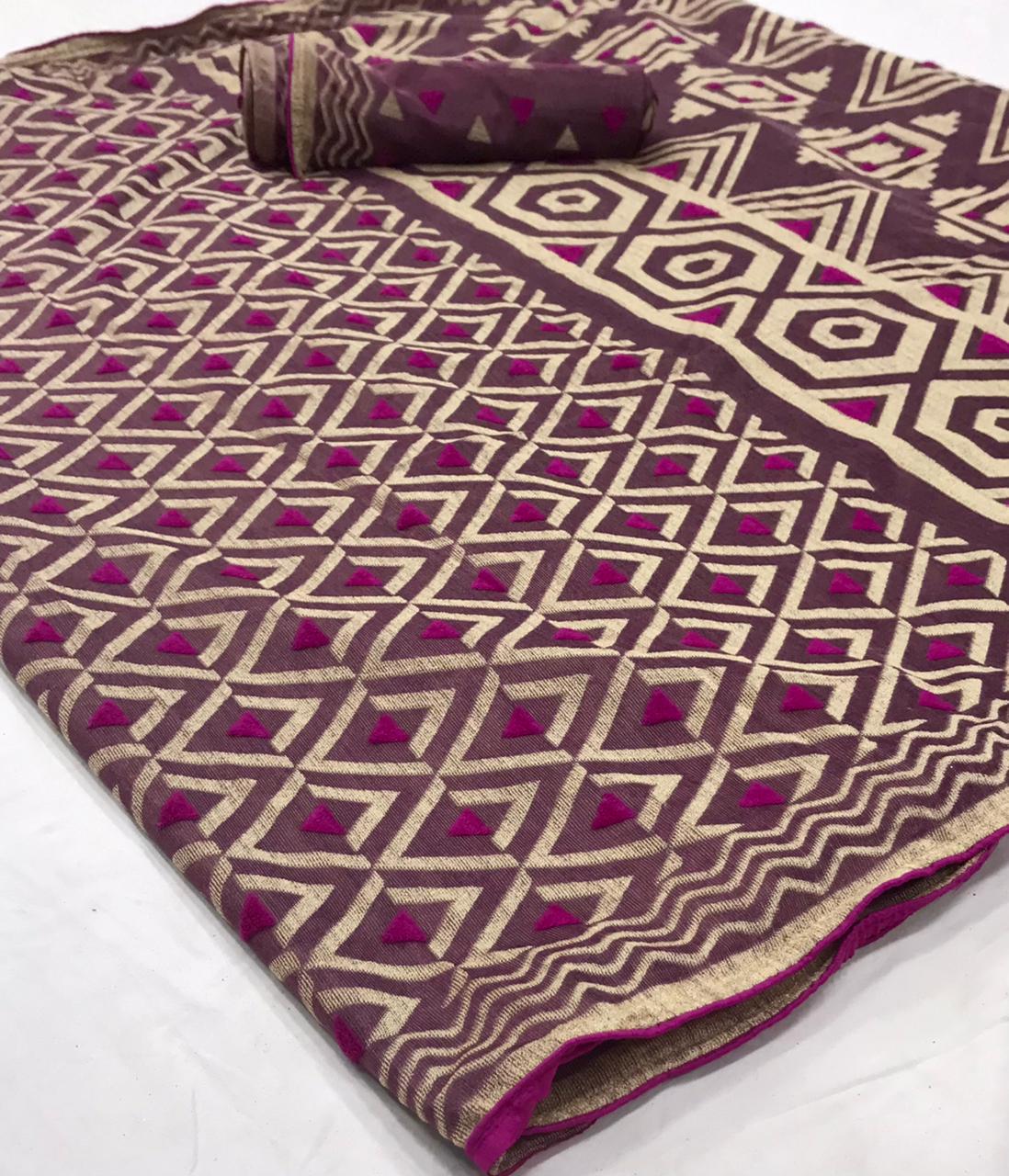 Silver Brassow Designer Soft Brasso Silk Saree