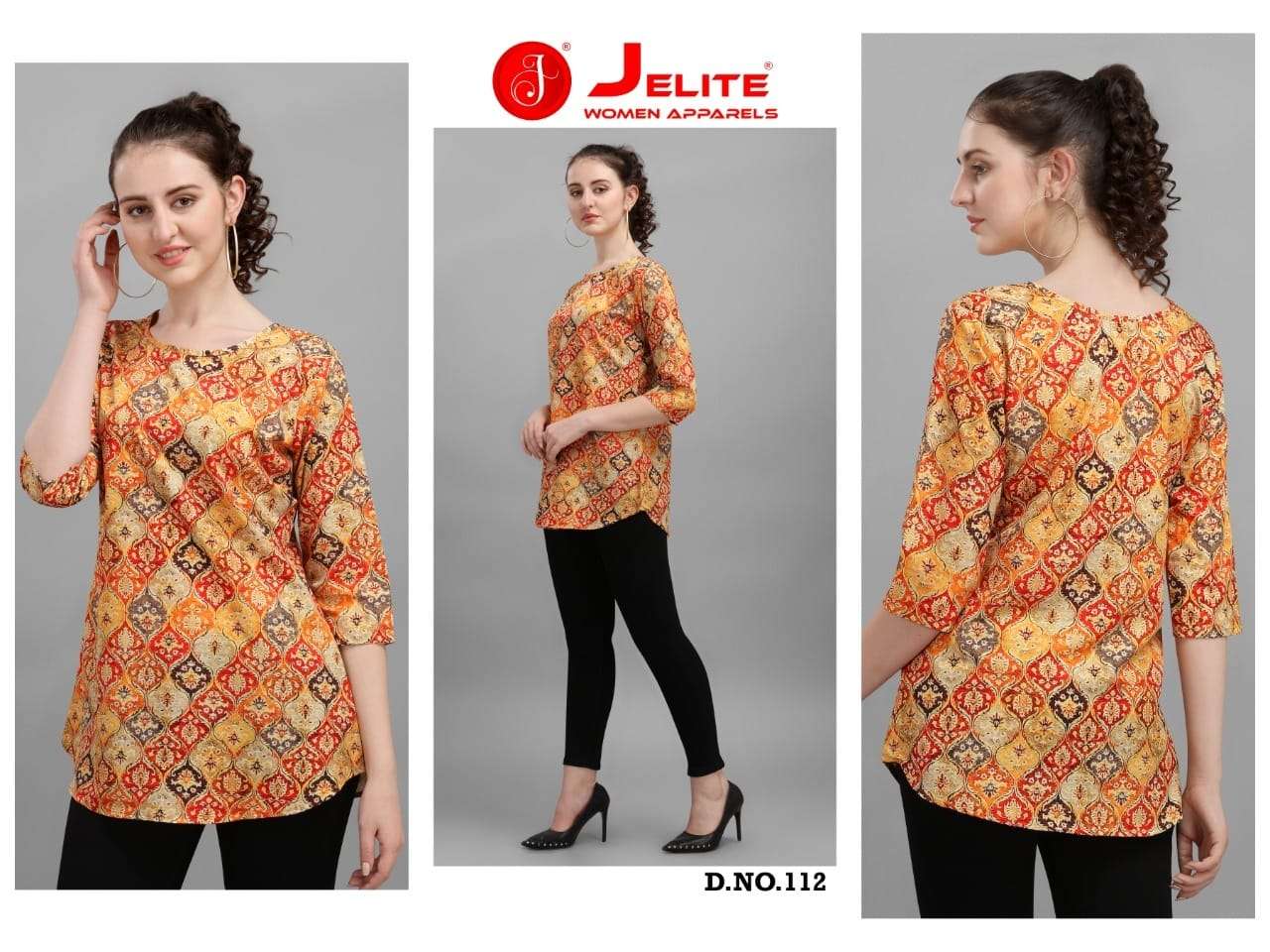 Jelite Trendy Top 2latest Digital Printed Poly Crape Short Tops